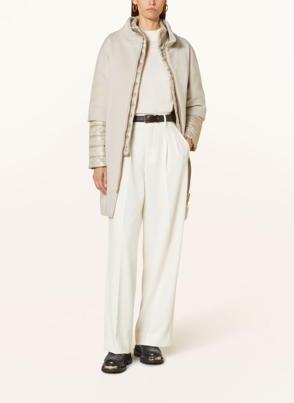 HERNO Wool coat with removable trim BEIGE