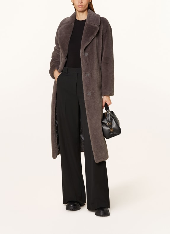 HERNO Faux fur coat DARK GRAY