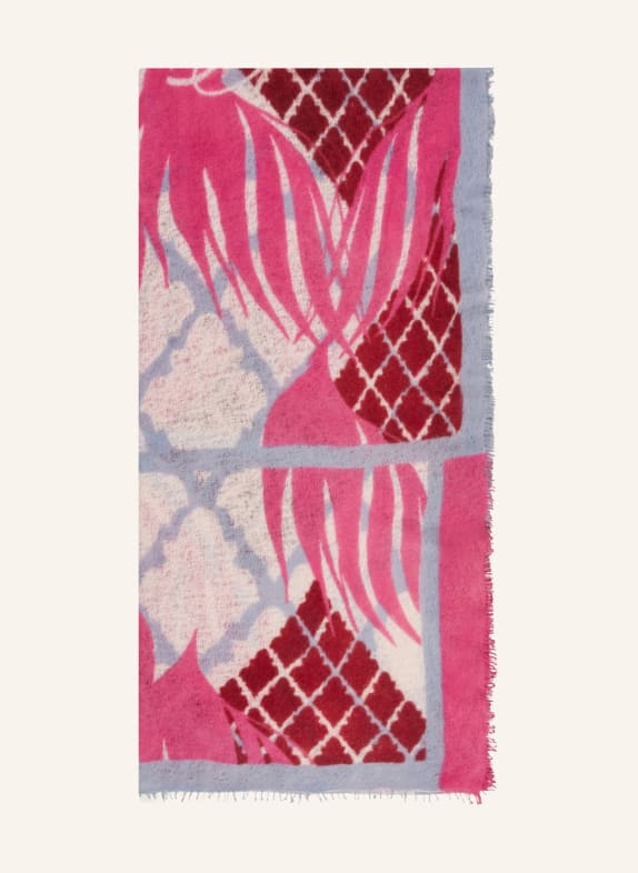 PURSCHOEN Cashmere scarf FEUERVOGEL PINK/ DARK RED/ LIGHT BLUE