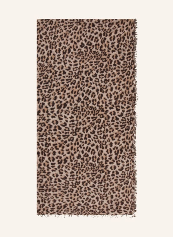 PURSCHOEN Cashmere scarf LEO BEIGE/ DARK BROWN/ LIGHT BROWN