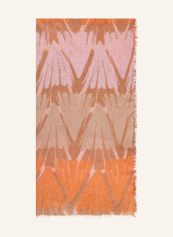 PURSCHOEN Cashmere-Schal MAYA HELLBRAUN/ ORANGE/ ROSA