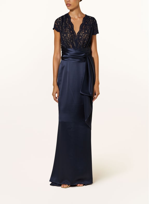 TALBOT RUNHOF Evening dress in mixed materials DARK BLUE