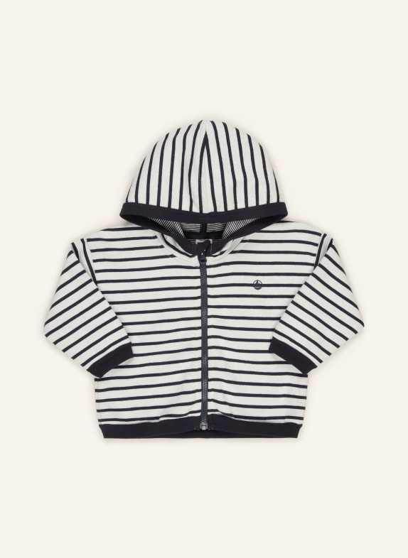 PETIT BATEAU Sweatjacke CREME/ DUNKELBLAU