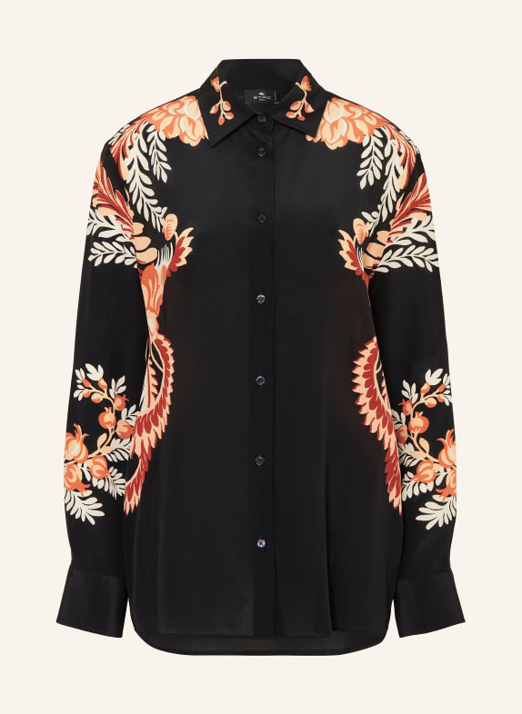 ETRO Shirt blouse in silk BLACK/ DARK RED/ SALMON