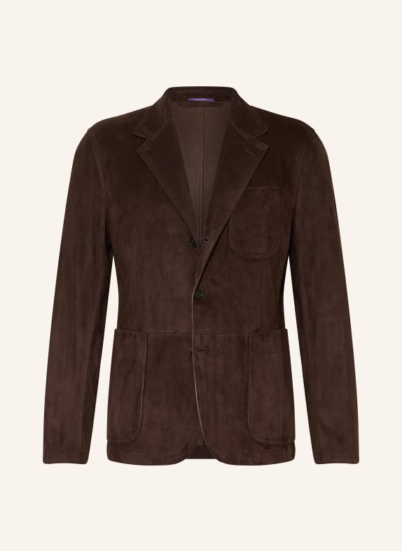 RALPH LAUREN PURPLE LABEL Leather suit jacket STEWART slim fit DARK BROWN