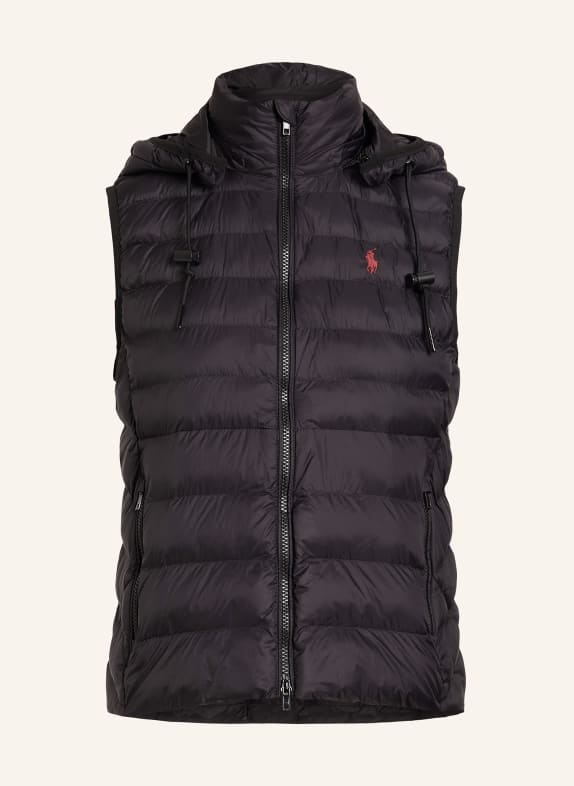 POLO RALPH LAUREN Quilted vest with removable hood BLACK