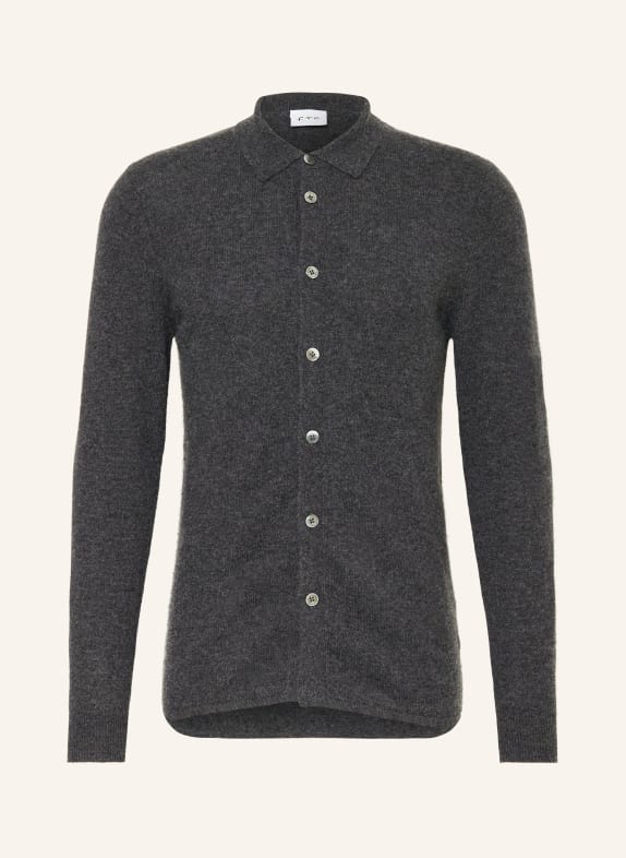 FTC CASHMERE Knit overshirt in cashmere DARK GRAY