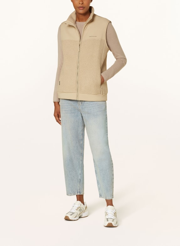 KAPTEN & SON Fleece vest with teddy BEIGE