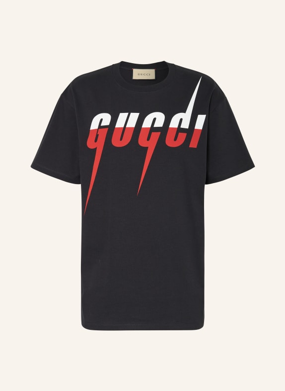 GUCCI T-shirt CZARNY/ BIAŁY/ CZERWONY