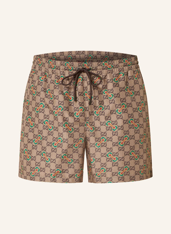 GUCCI Swim shorts GG HORSEBIT GREEN/ BROWN/ RED