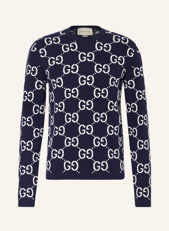 GUCCI Sweter GG SUPREME GRANATOWY/ ECRU