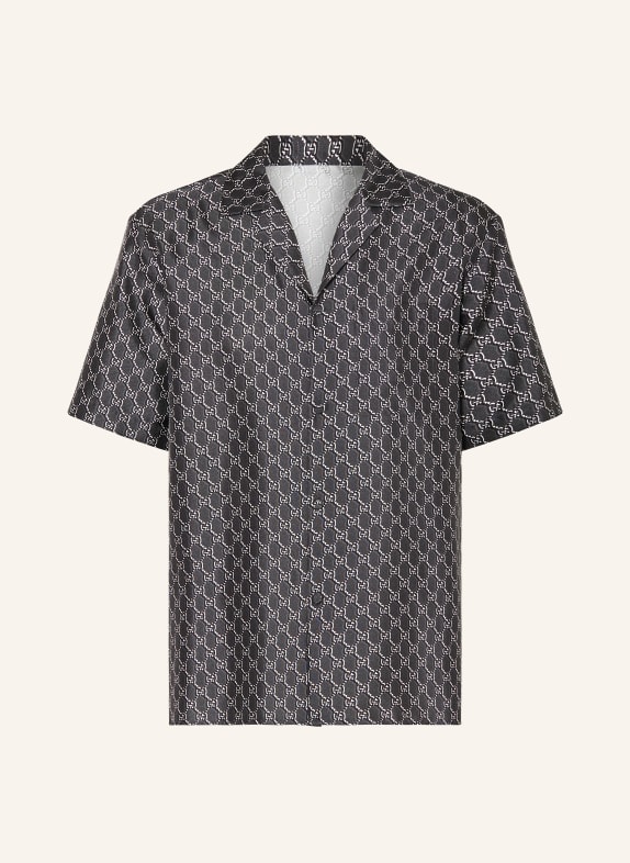 GUCCI Resort shirt in silk comfort fit DARK GRAY/ BLACK/ WHITE