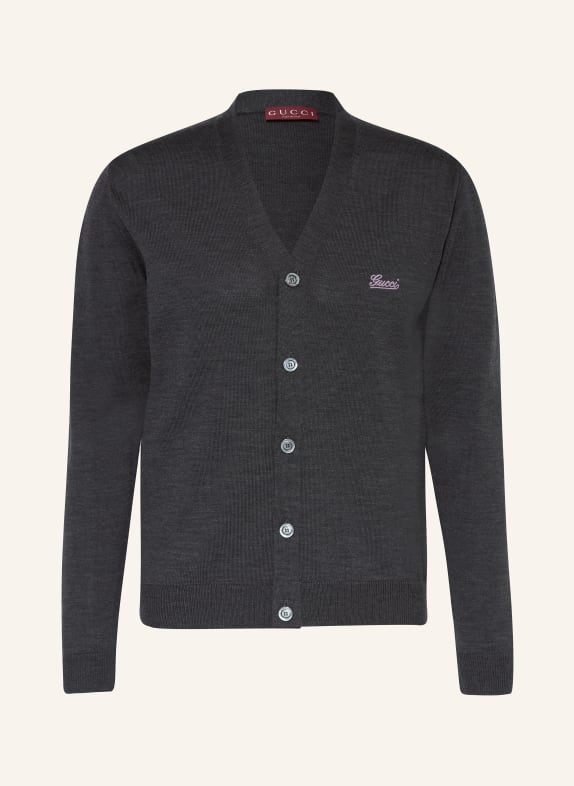 GUCCI Strickjacke aus Merinowolle DUNKELGRAU