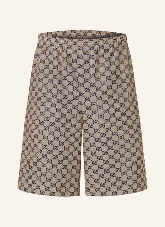 GUCCI Sweat shorts with linen LIGHT BROWN/ DARK BLUE