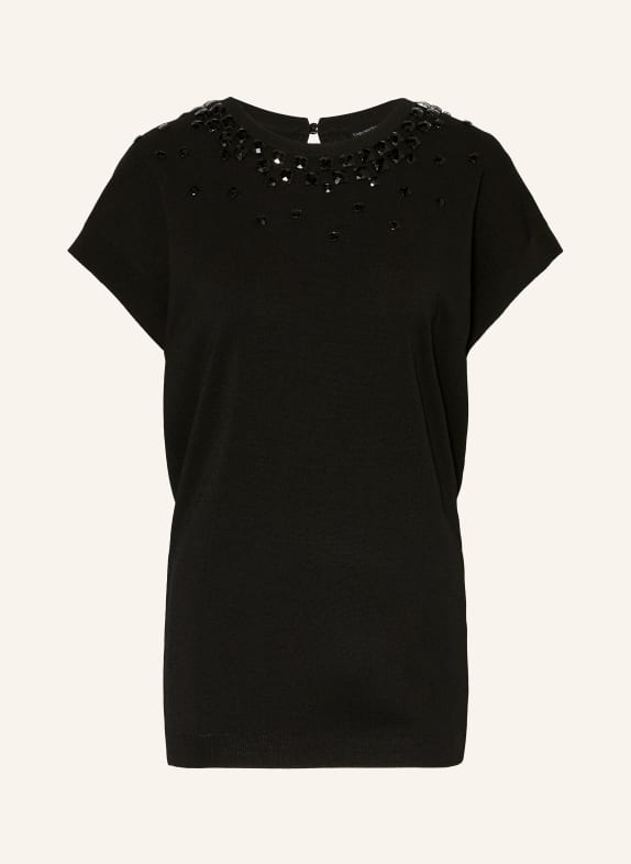 EMPORIO ARMANI Knit shirt with decorative gems BLACK