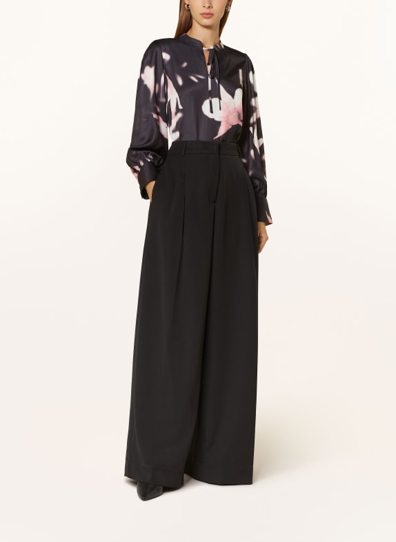 SELECTED satinblus SVART / VIT / ROSA