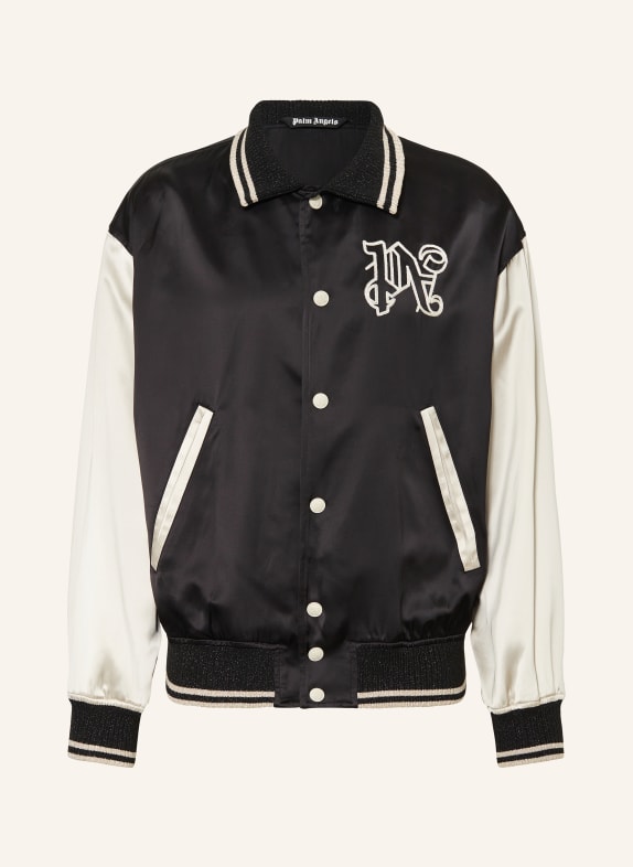 Palm Angels College jacket in satin with glitter thread BLACK/ LIGHT GRAY/ CREAM