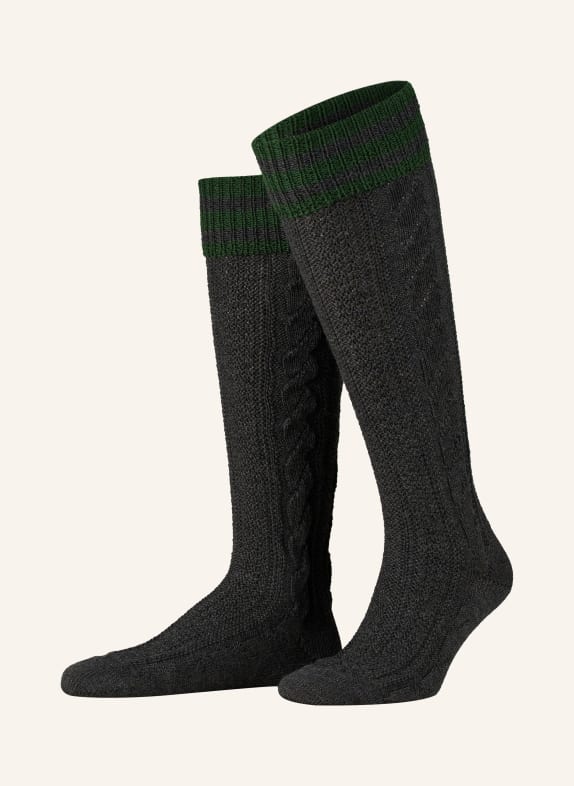 LUSANA Trachten knee high stockings 0219 anthra/tanne