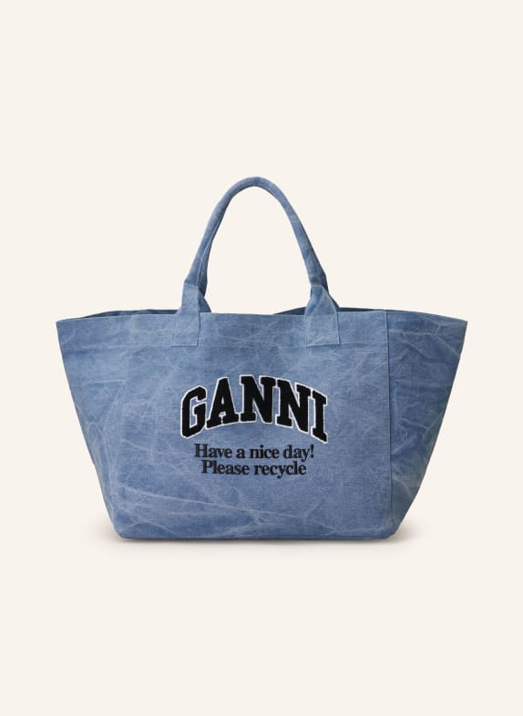 GANNI Torba shopper JET SET TRAVEL LARGE NIEBIESKI