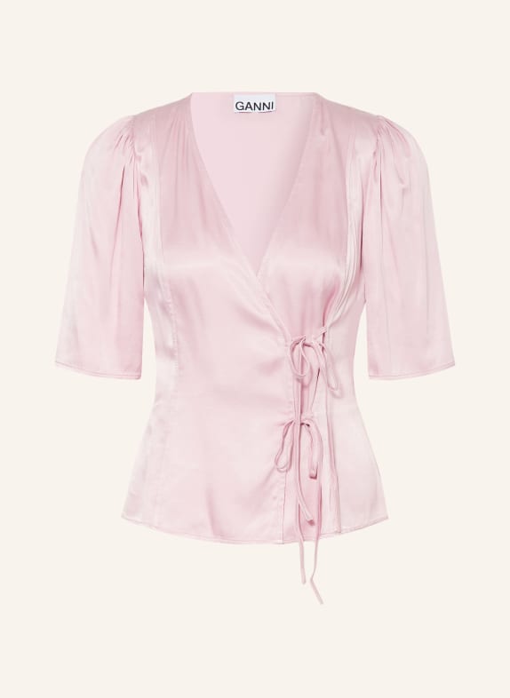 GANNI Satinbluse ROSÉ