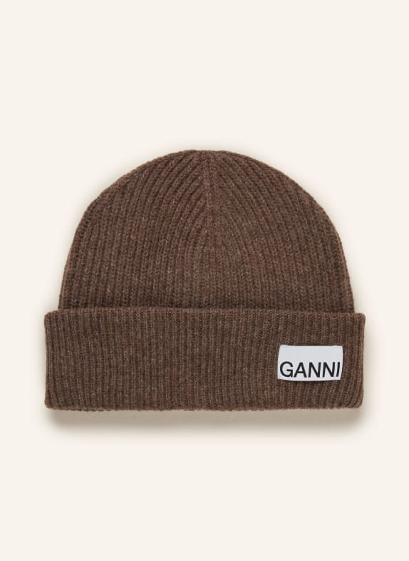 GANNI Beanie DARK BROWN