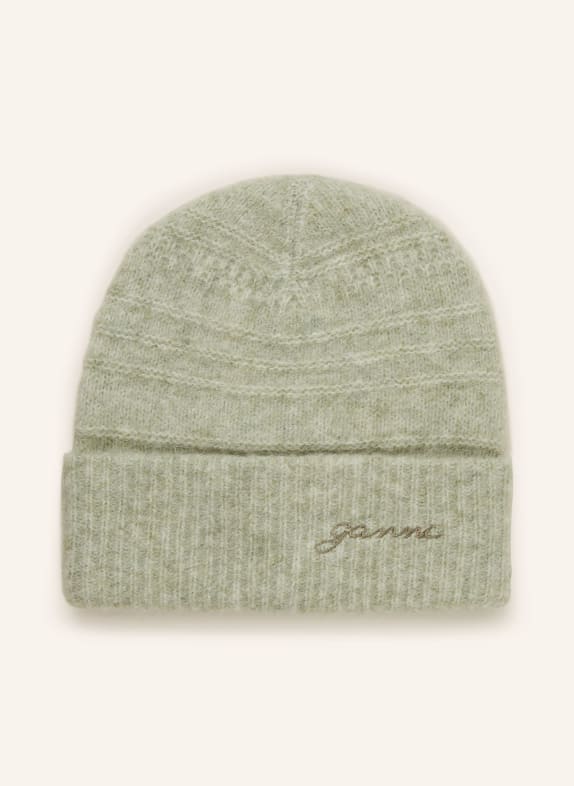 GANNI Hat with alpaca LIGHT GREEN