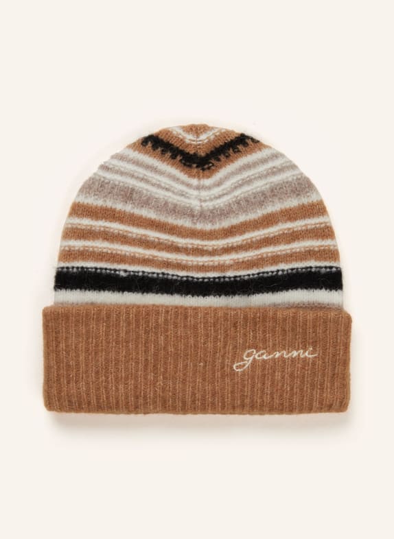 GANNI Hat with alpaca BROWN/ WHITE/ GRAY