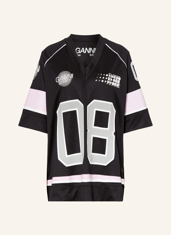 GANNI Oversized shirt BLACK/ GRAY/ PINK