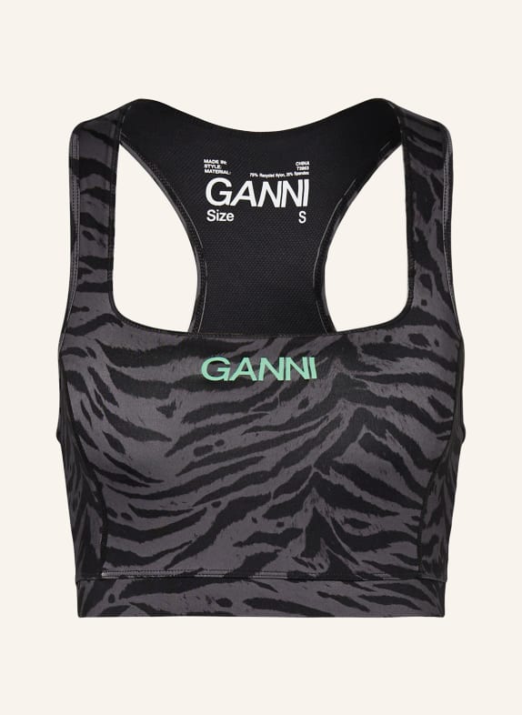 GANNI Cropped top BLACK/ GRAY/ NEON GREEN