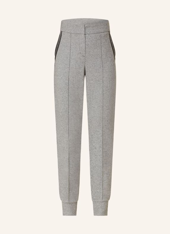 SPORTALM Trousers in jogger style with decorative gems LIGHT GRAY
