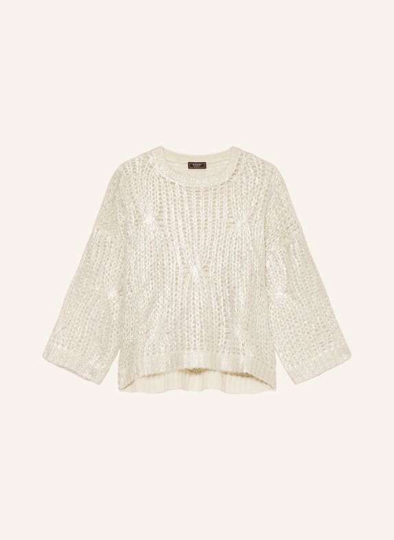 PESERICO Sweater with 3/4 sleeves and alpaca ECRU/ SILVER
