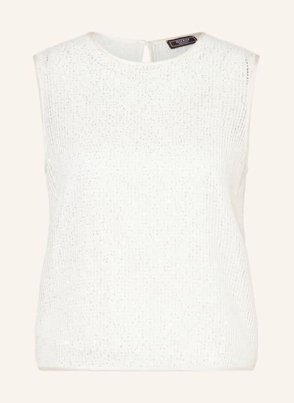 PESERICO Knit top with sequins ECRU/ SILVER