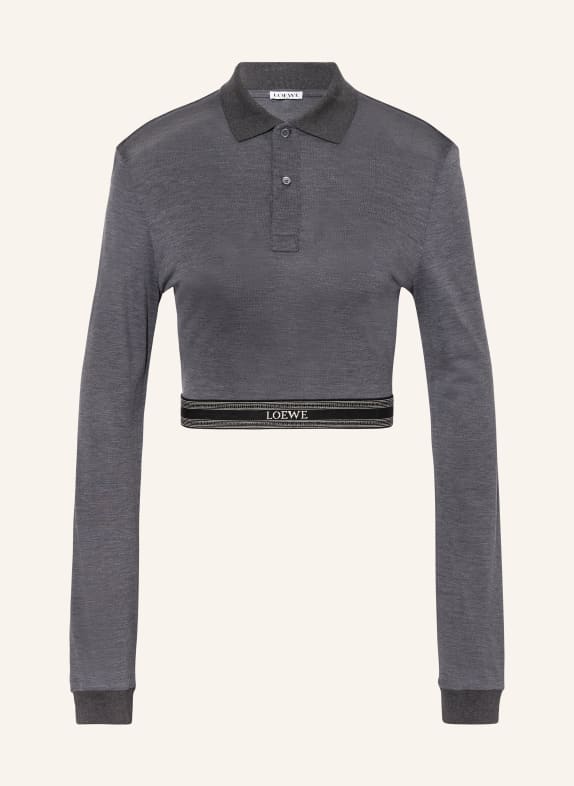 LOEWE Cropped-Poloshirt mit Seide DUNKELGRAU