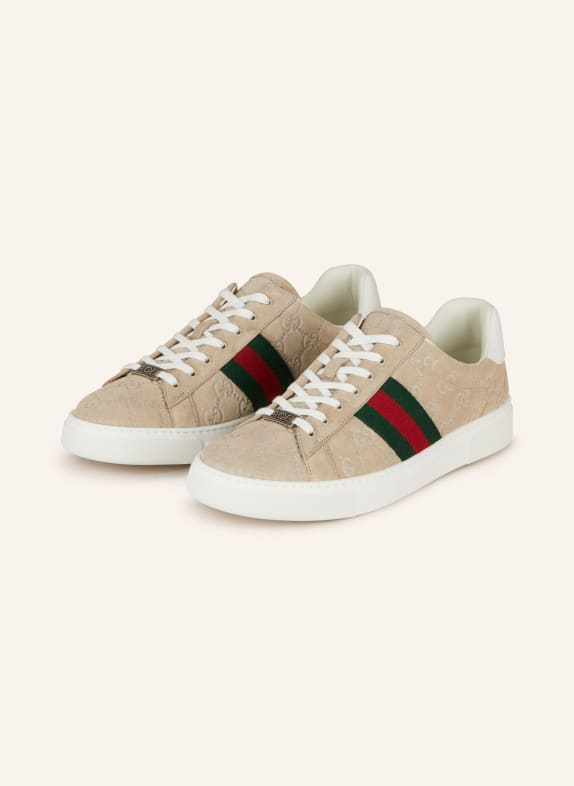 GUCCI Sneakersy GG KREMOWY/ BIAŁY