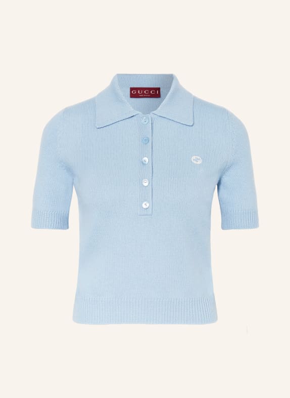 GUCCI Knitted polo shirt LIGHT BLUE