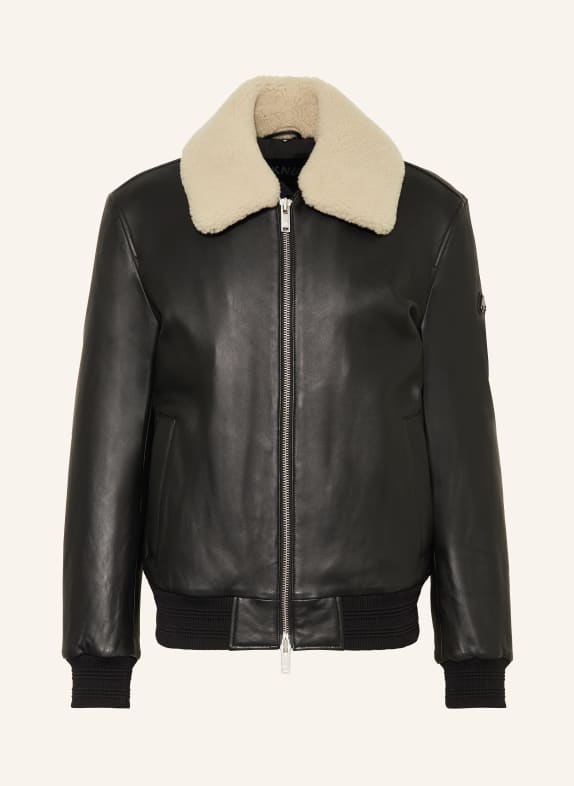 MOOSE KNUCKLES Leather bomber jacket TOBA BLACK