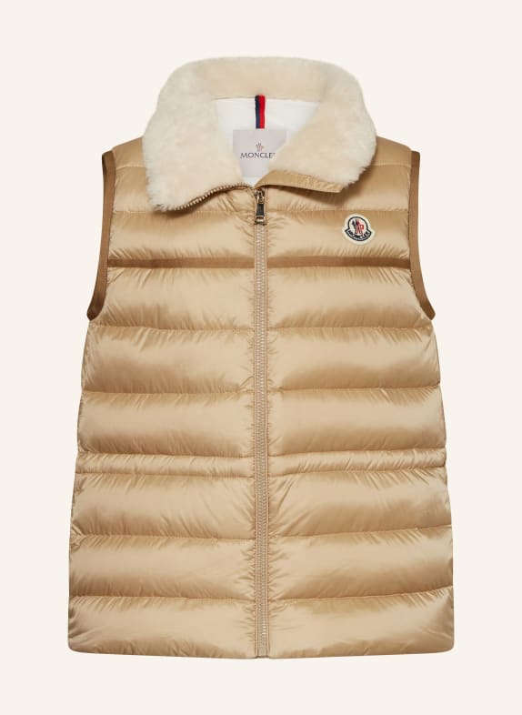 MONCLER enfant Daunenweste ELISHEBA mit Kunstpelz BEIGE