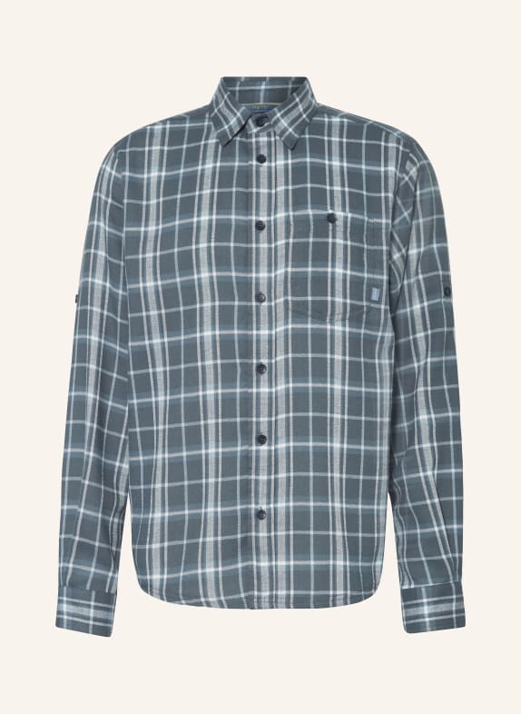 me°ru' Outdoor-Hemd LUND PETROL / HELLBLAU / WEISS