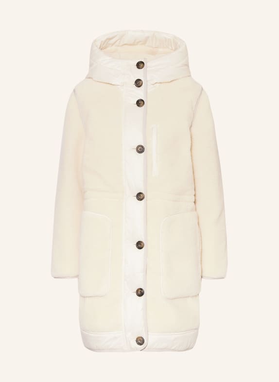 WOOLRICH Teddy coat in mixed materials ECRU