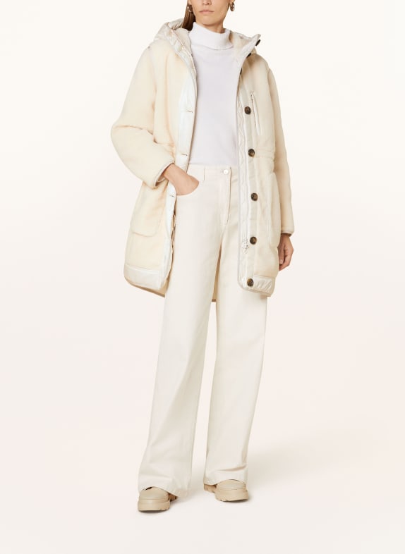 WOOLRICH Teddy coat in mixed materials ECRU