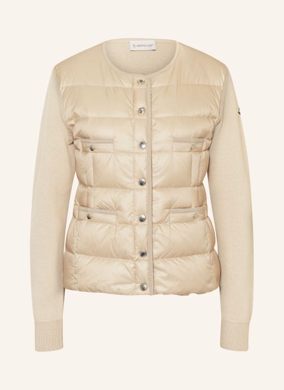 MONCLER Cardigan in mixed materials LIGHT BROWN