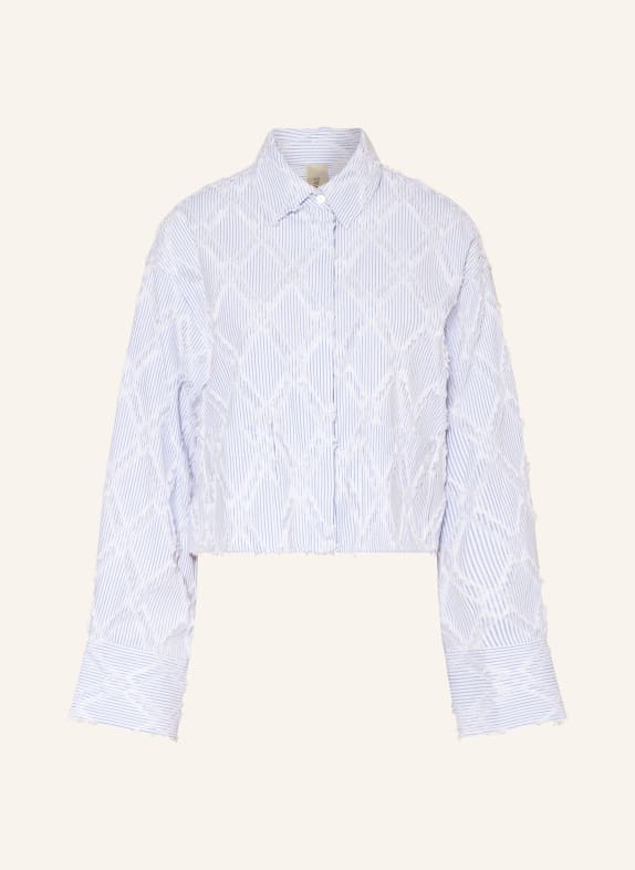 Y.A.S. Cropped shirt blouse WHITE/ LIGHT BLUE