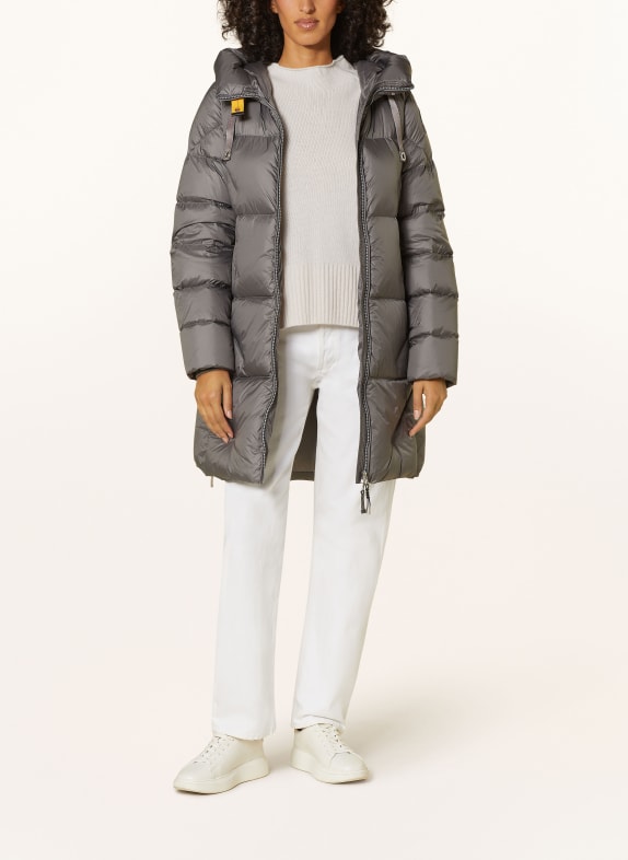 PARAJUMPERS Péřový kabát JANET ŠEDÁ