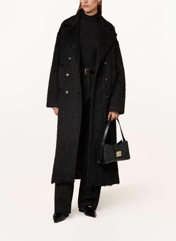 MRS & HUGS Coat with mohair BLACK