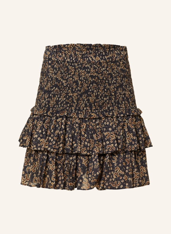 MARANT ÉTOILE Skirt NAOMI with ruffles BLACK/ BROWN/ BEIGE