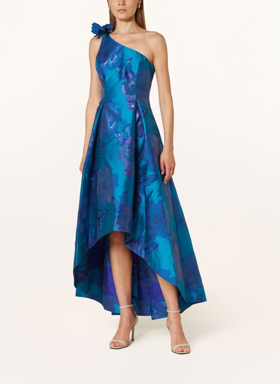ADRIANNA PAPELL One-shoulder dress made of jacquard TEAL/ BLUE