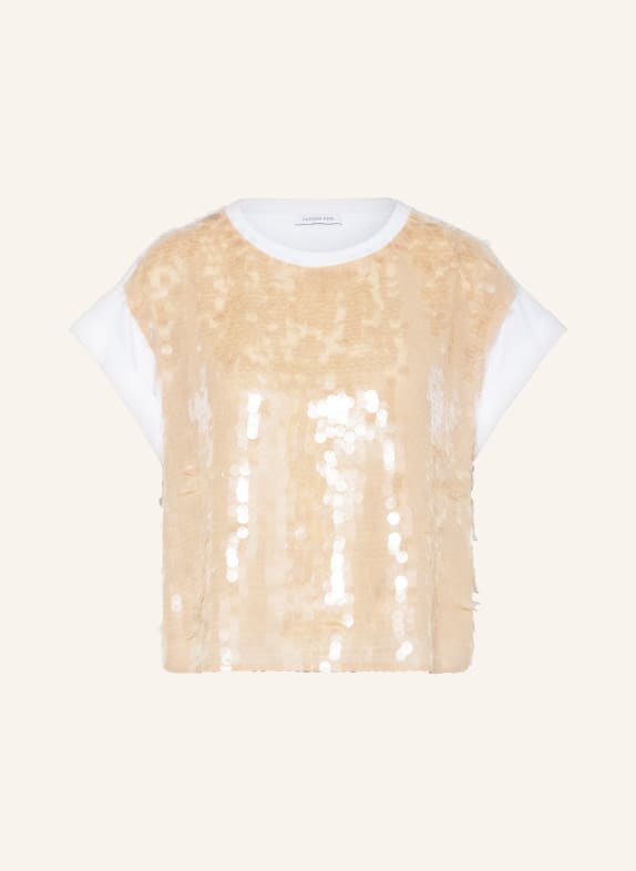 PATRIZIA PEPE T-shirt with sequins WHITE/ BEIGE