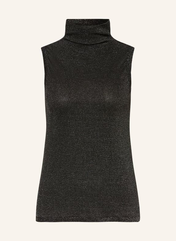 PATRIZIA PEPE Turtleneck top with glitter thread BLACK/ SILVER