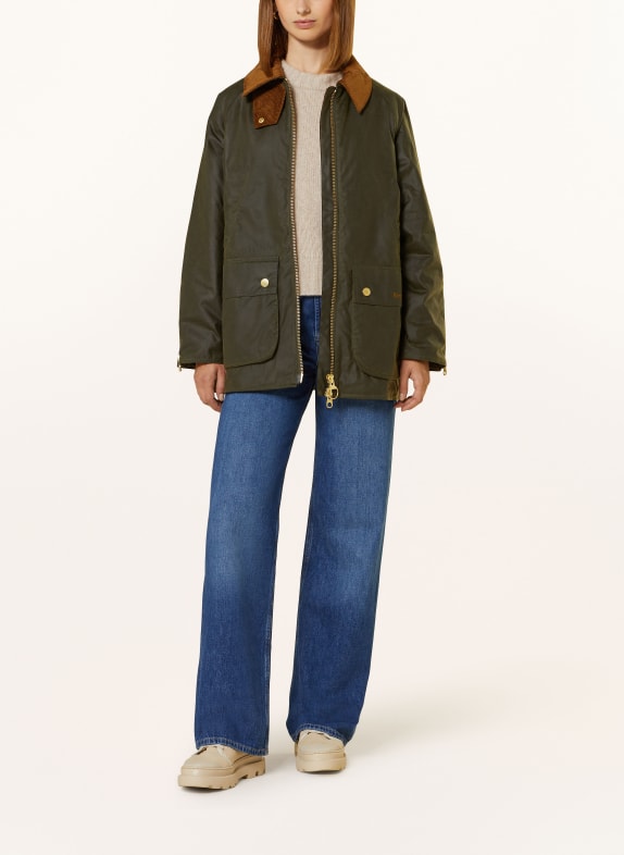 Barbour Fieldjacket ESTHER WAX OLIV/ COGNAC