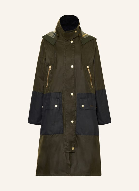 Barbour Parka CAROLYN WAX mit abnehmbarer Kapuze OLIV/ DUNKELBLAU